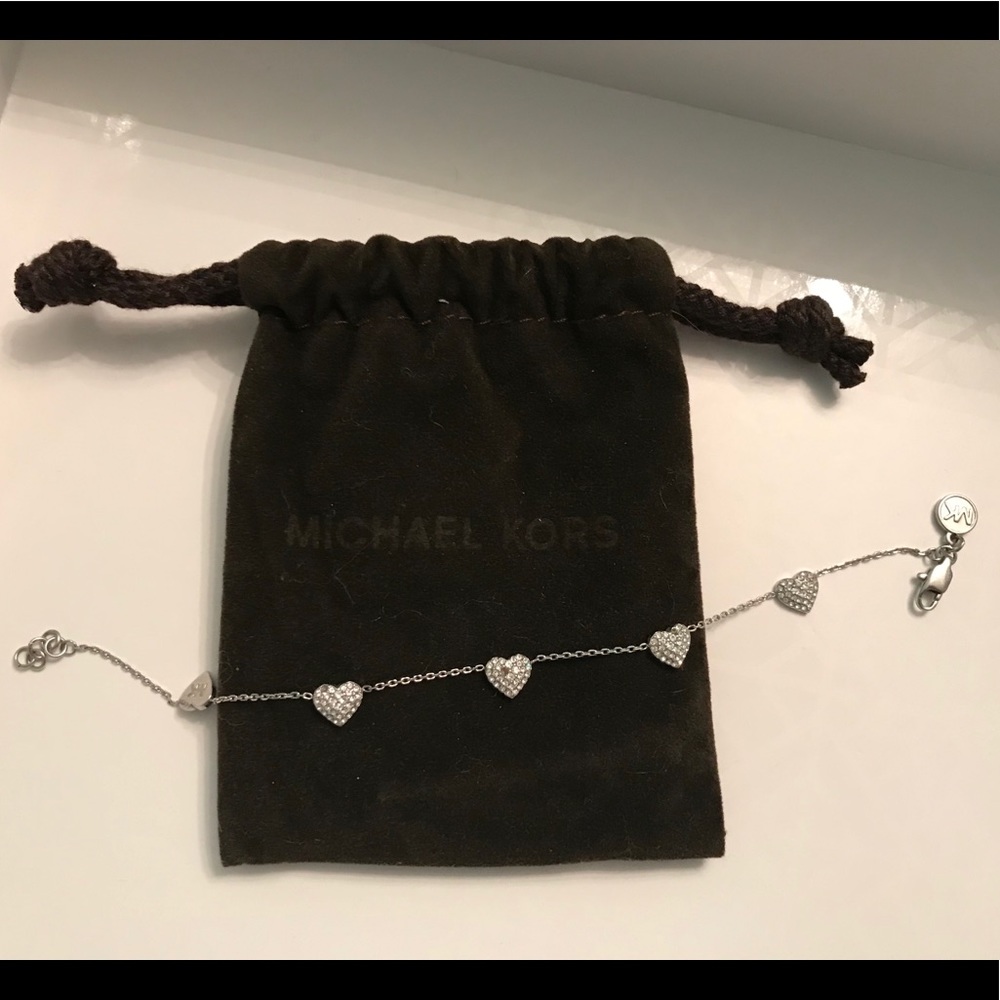 Michael Kors Silver Pave Delicate Heart Bracelet